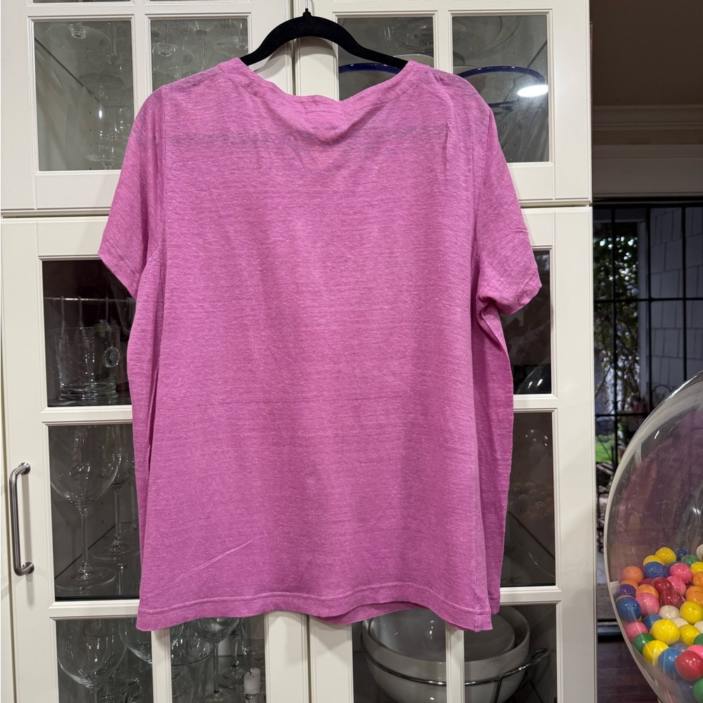 J. Jill Pink Linen Short Sleeve Top - Picture 2 of 4
